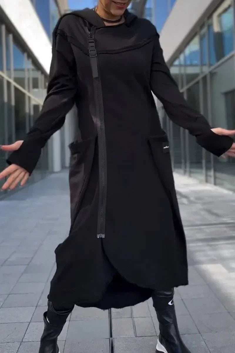Malou - Lange Hoodie met Ritssluiting