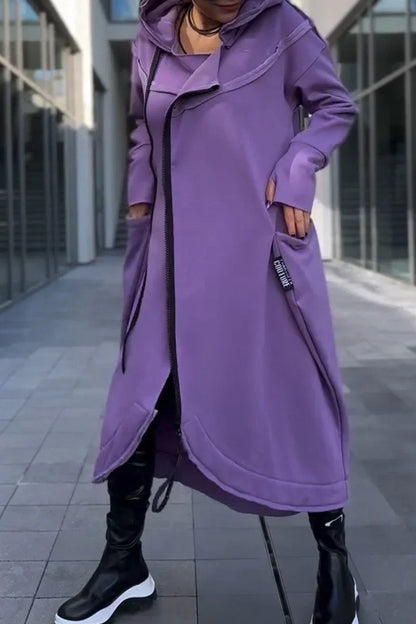 Malou - Lange Hoodie met Ritssluiting